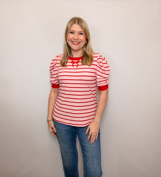 Strawberry Stripes and Bows Top