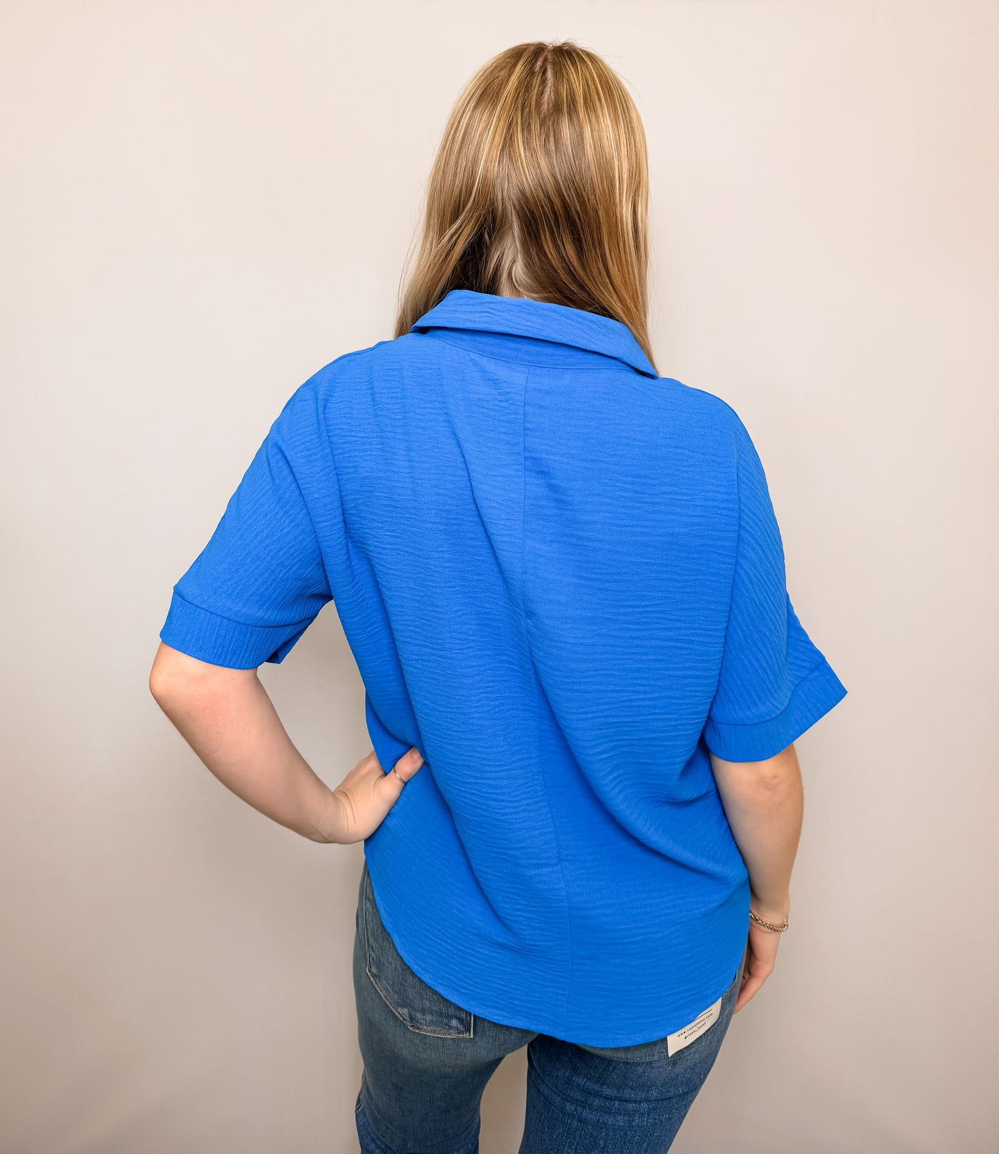 Woven Airflow Collared V-Neck Top