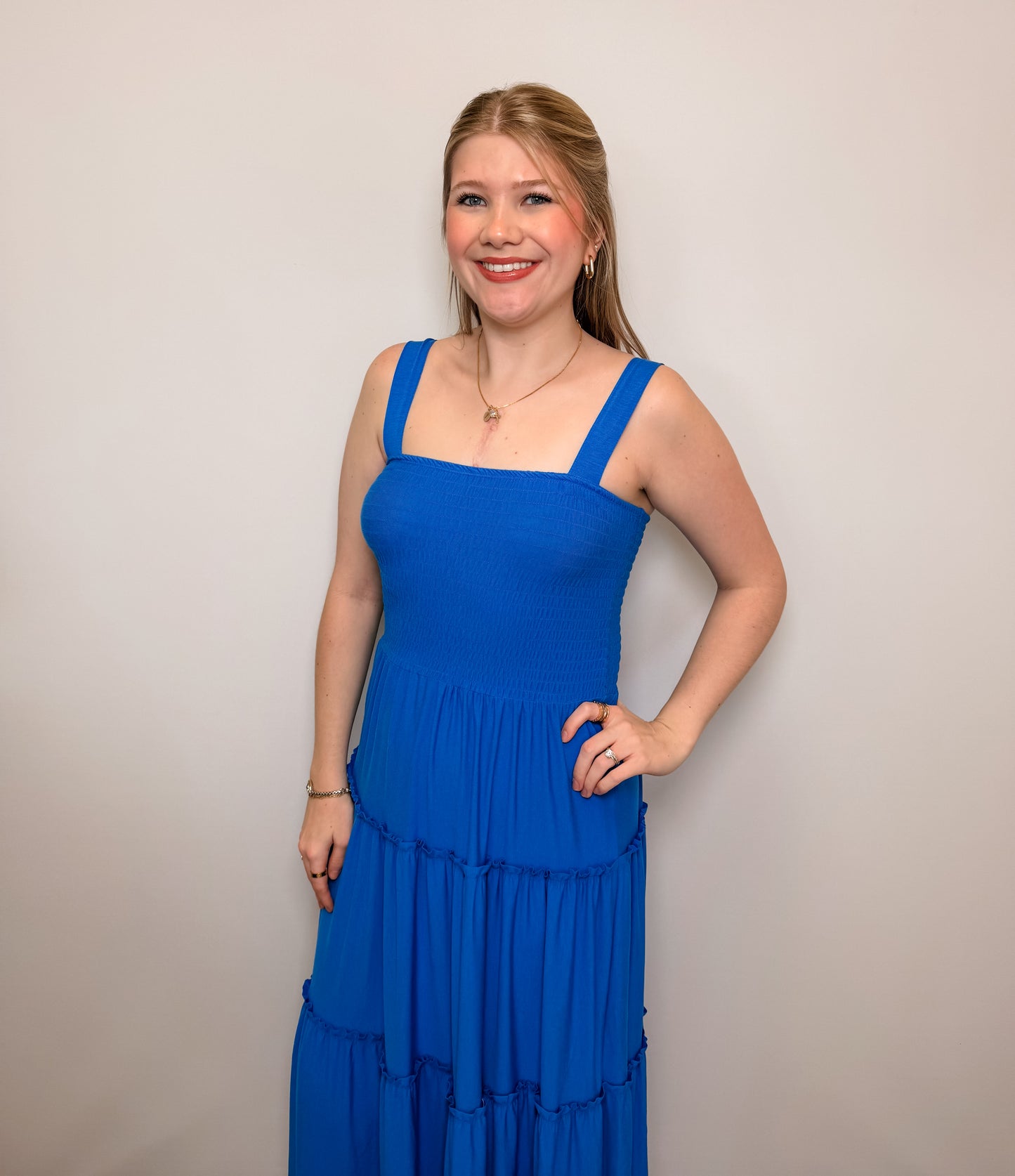 Smocked Tiered Midi Dress