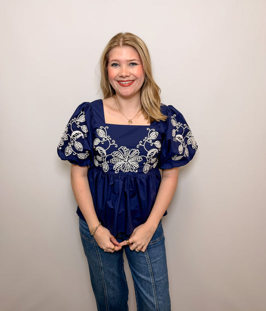 Cotton Embroidered Baby Doll Top