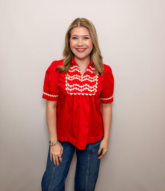 Ric-Rac Trim Accent Solid Top