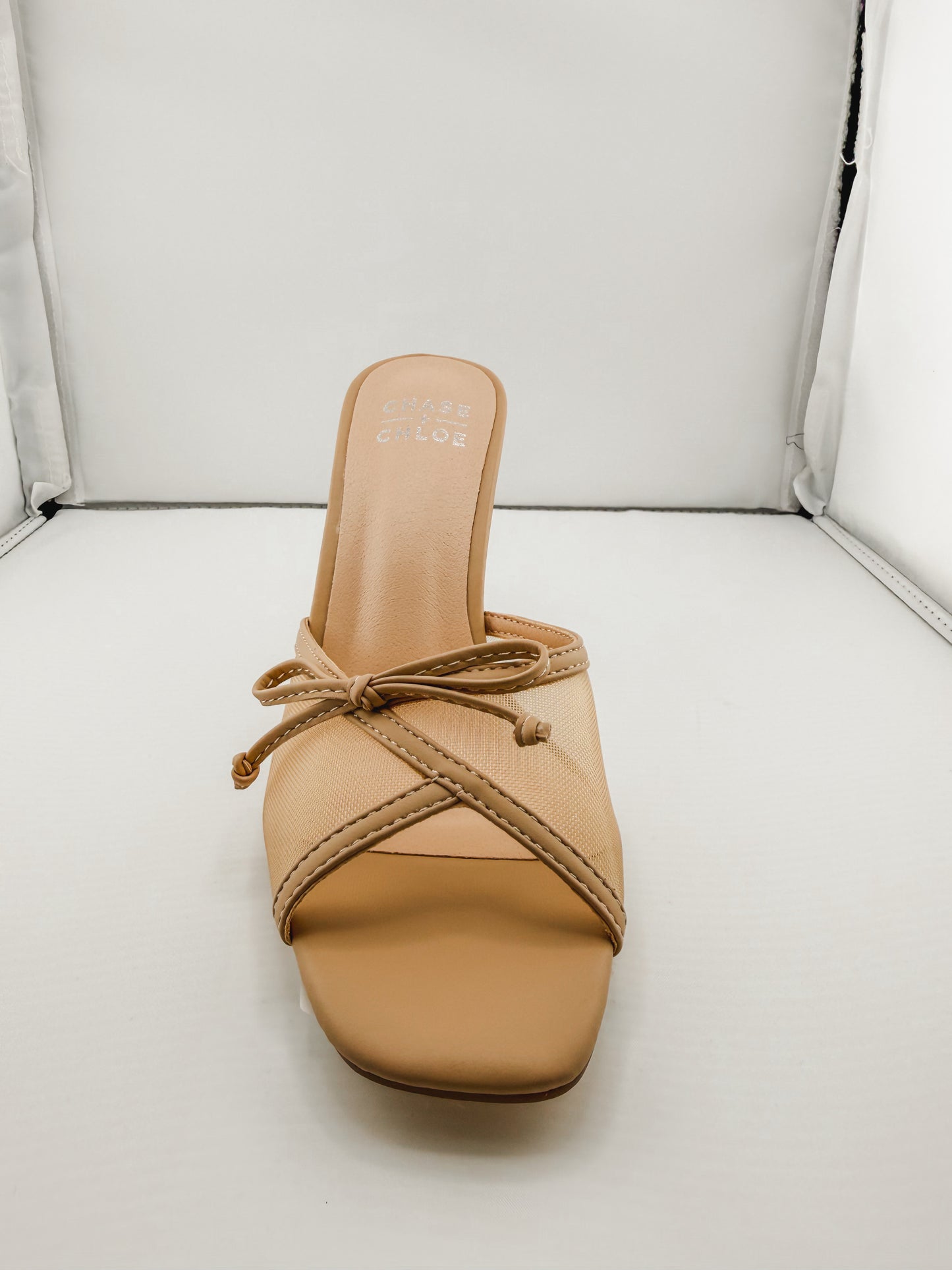 Mesh Strap with Bow Mule Heel