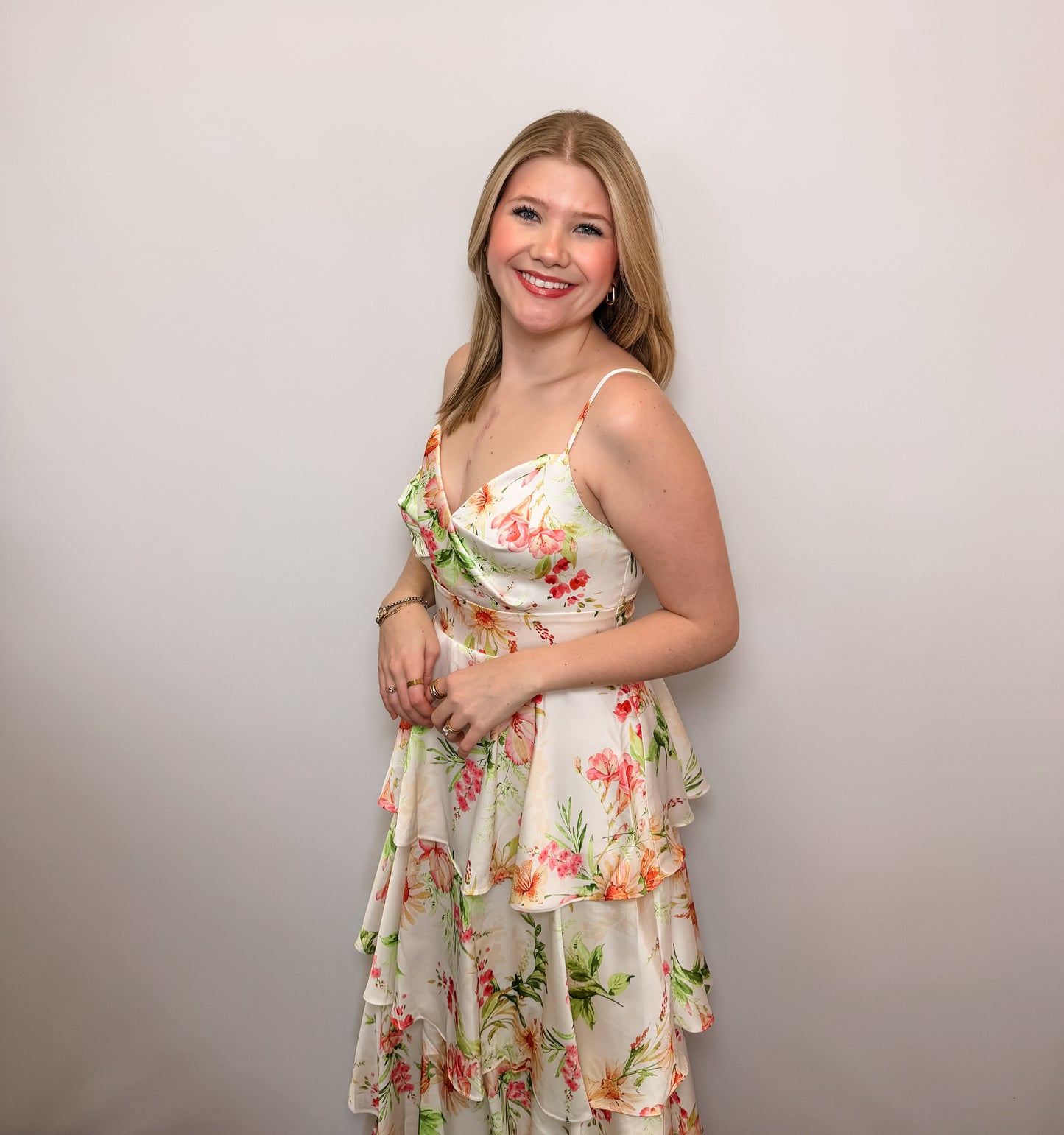 Floral Print Tiered Maxi Dress