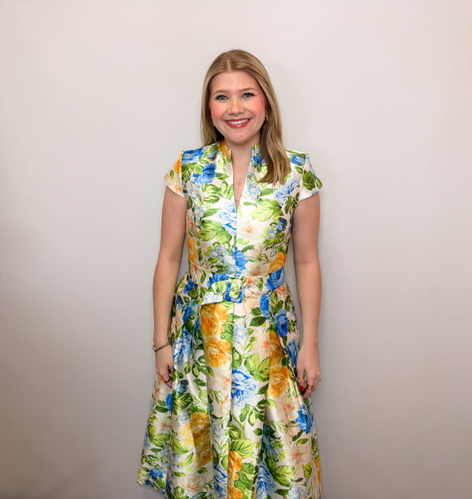 Printed Woven Midi Dress