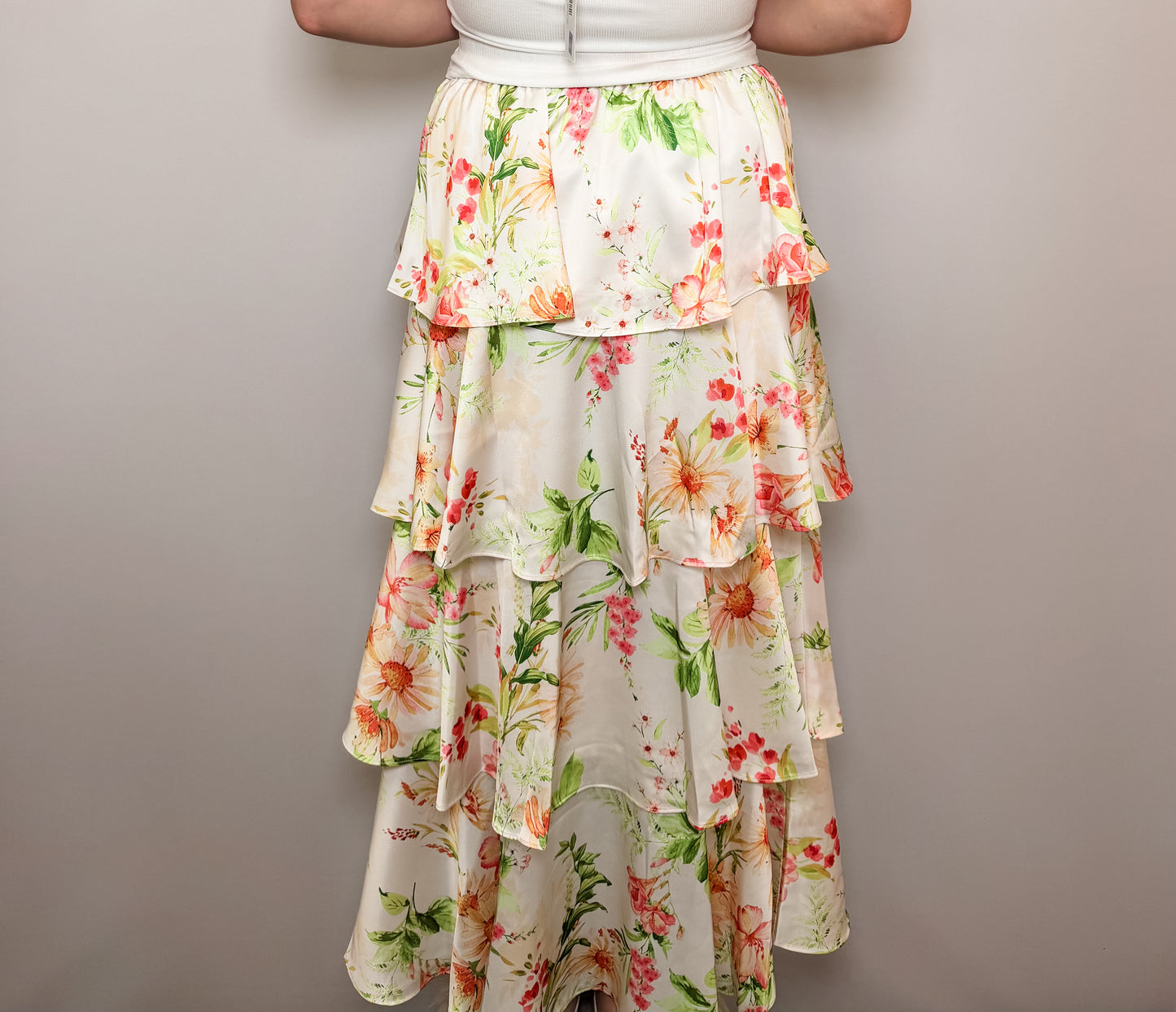 Floral Print Tiered Maxi Skirt