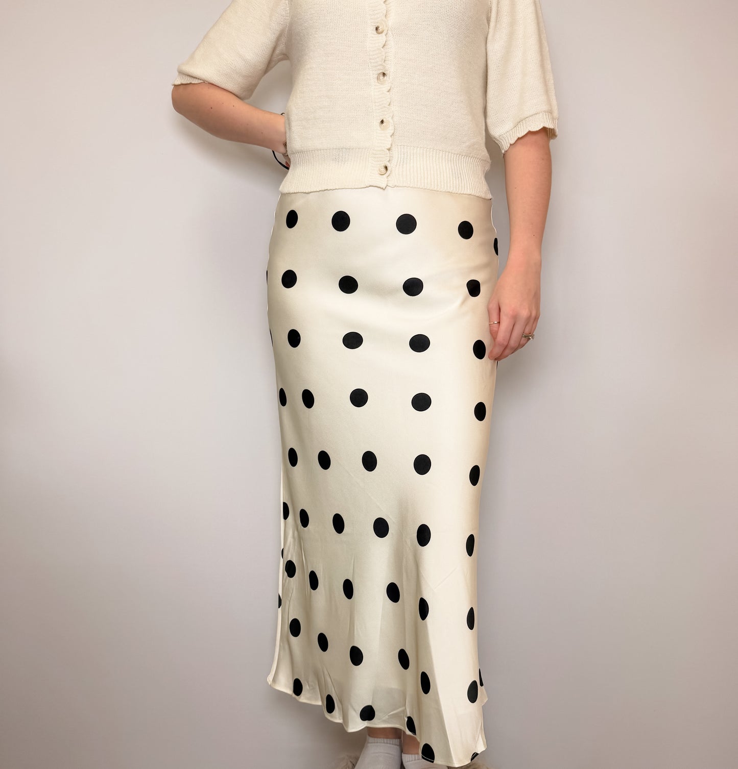 Polka Dot Print Elastic Waistband Maxi Skirt