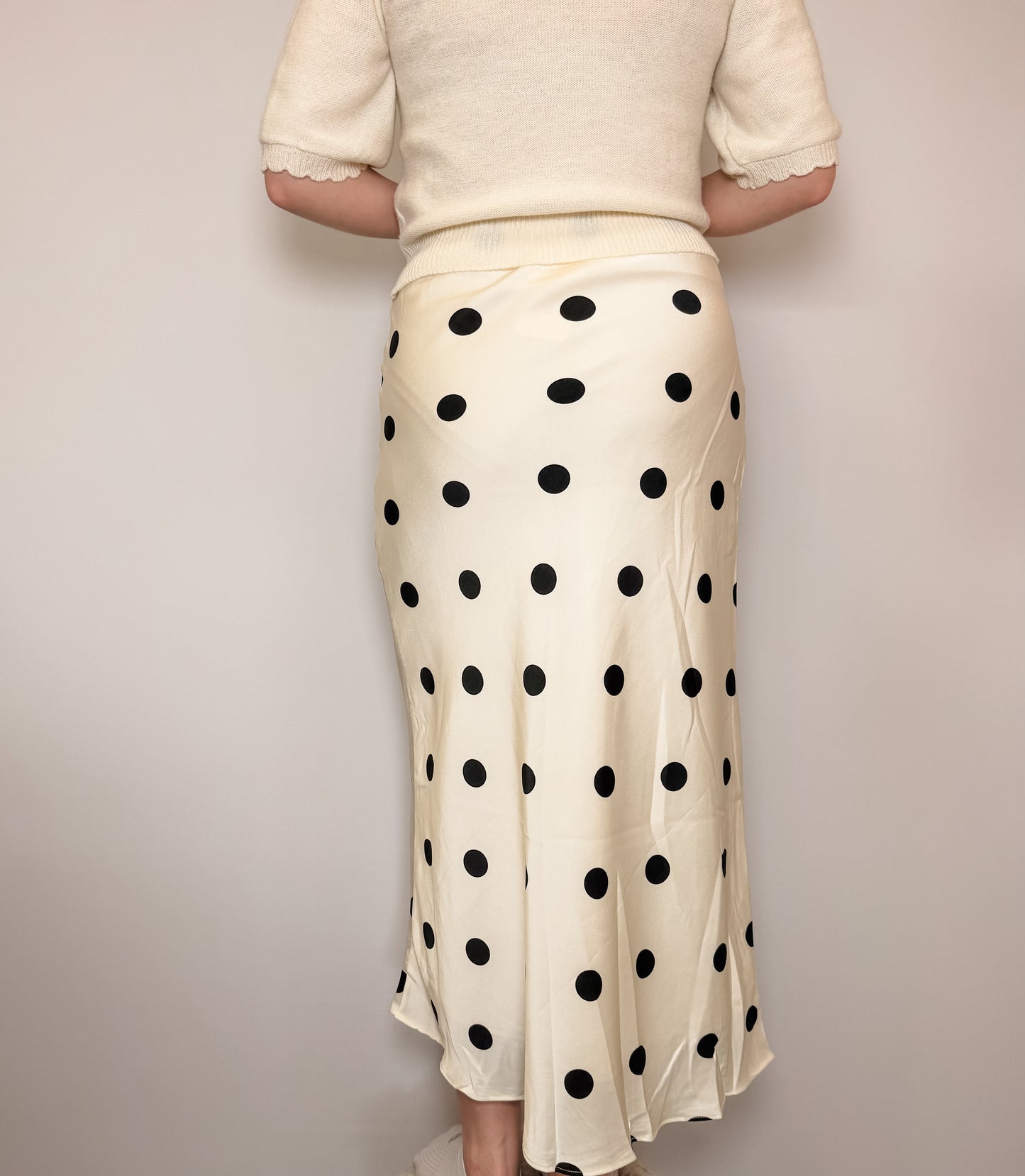 Polka Dot Print Elastic Waistband Maxi Skirt