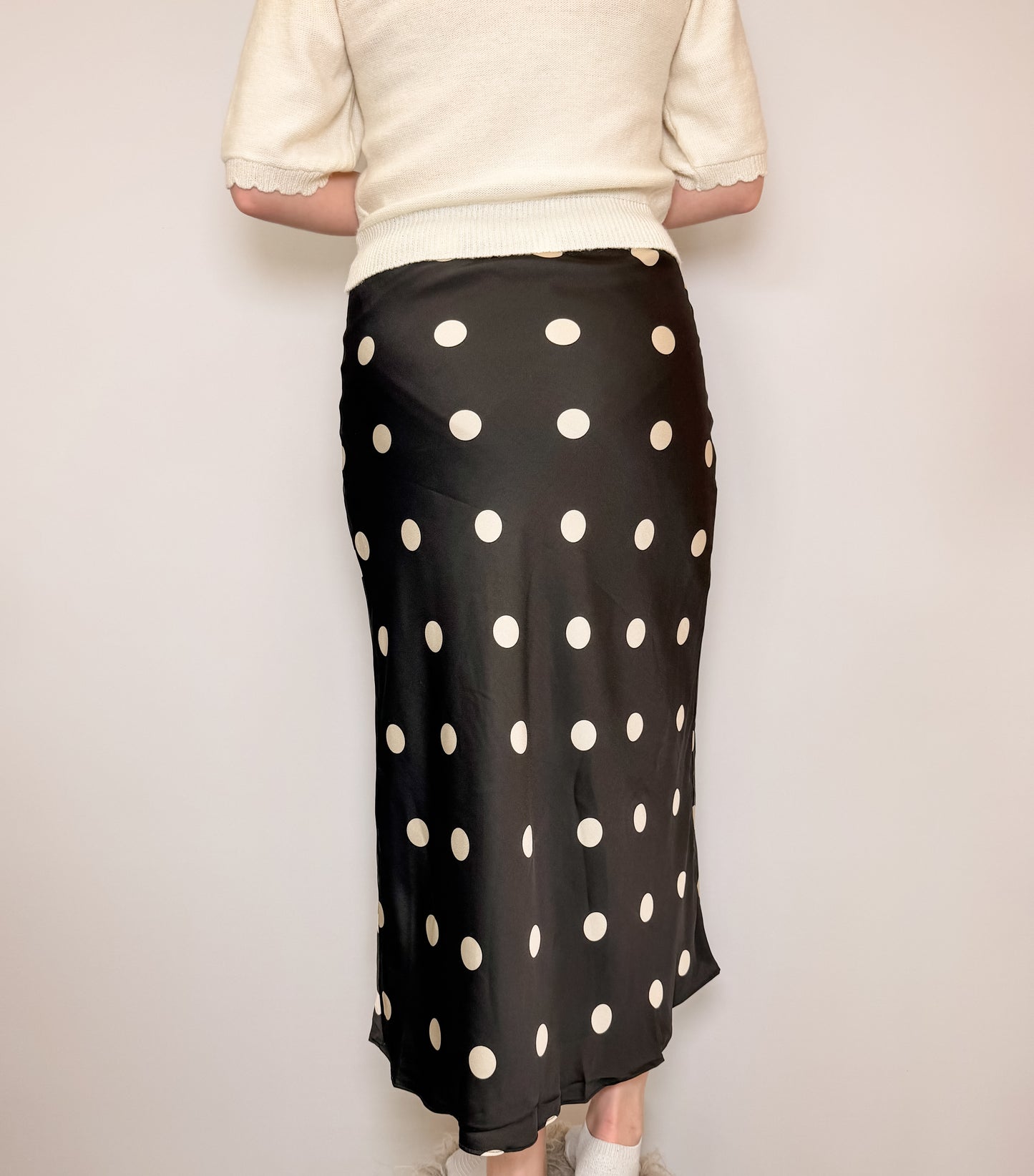 Polka Dot Print Elastic Waistband Maxi Skirt
