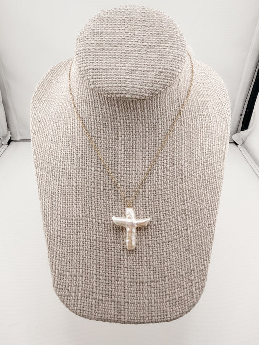 Heavenly Pearl Cross Necklace