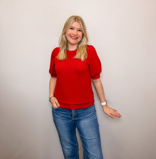 Puff Short Sleeve Crew Neck Top