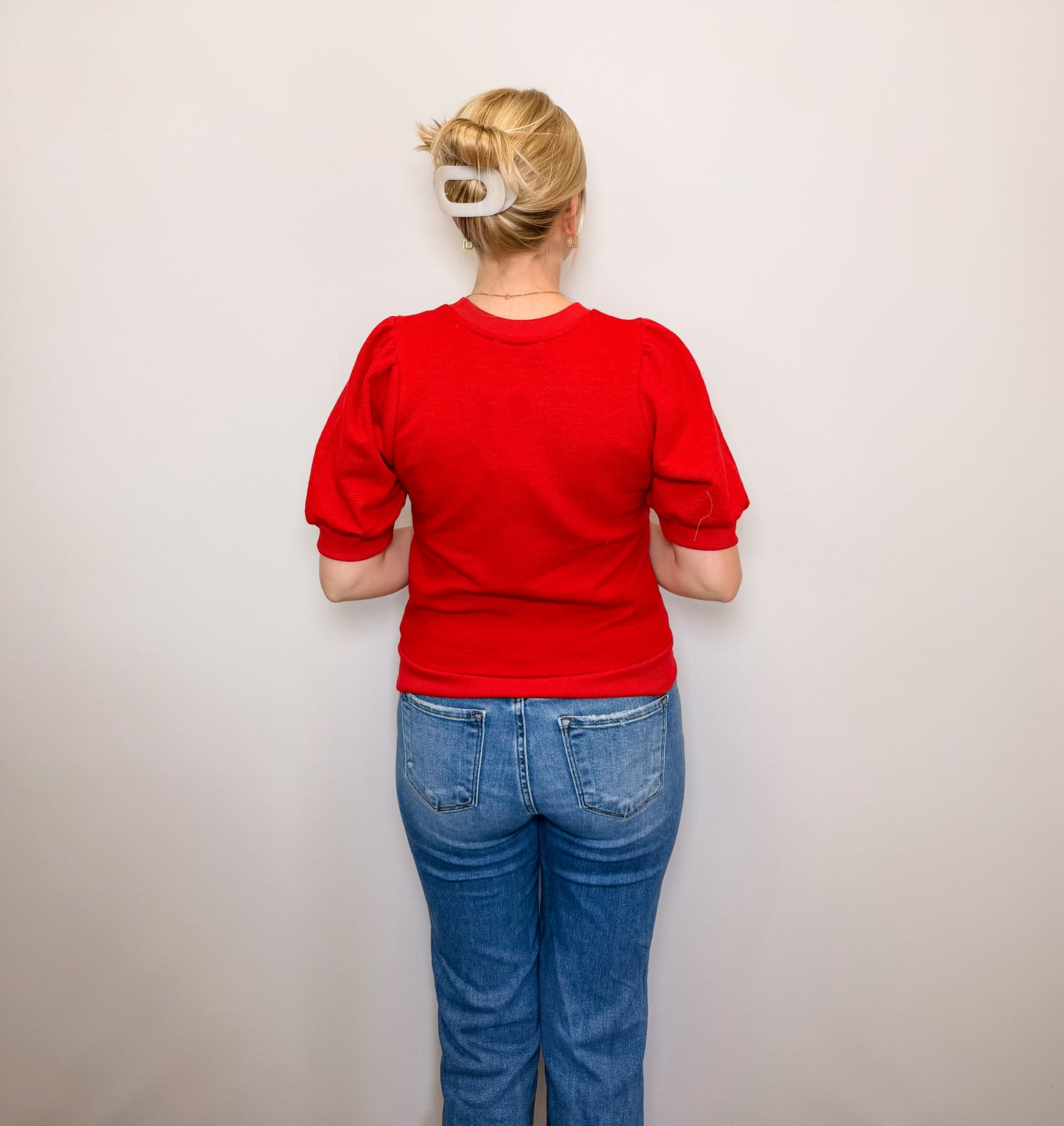 Puff Short Sleeve Crew Neck Top