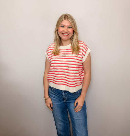 Striped Sleeveless Crew Neck Top