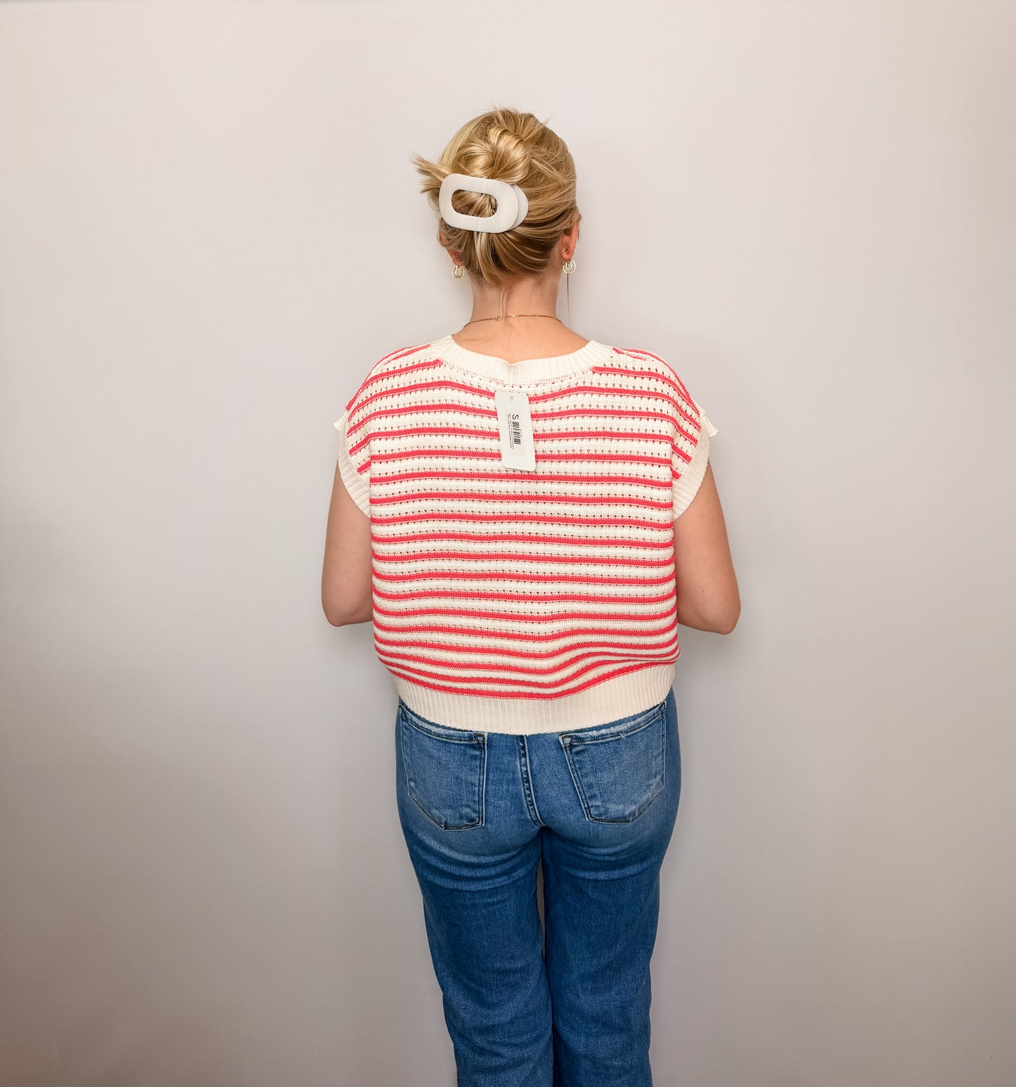 Striped Sleeveless Crew Neck Top