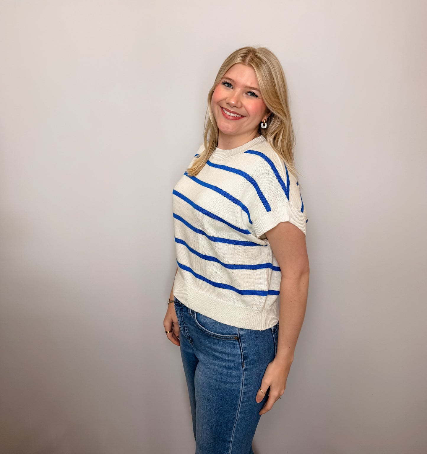 Striped Crew Neck Knit Top