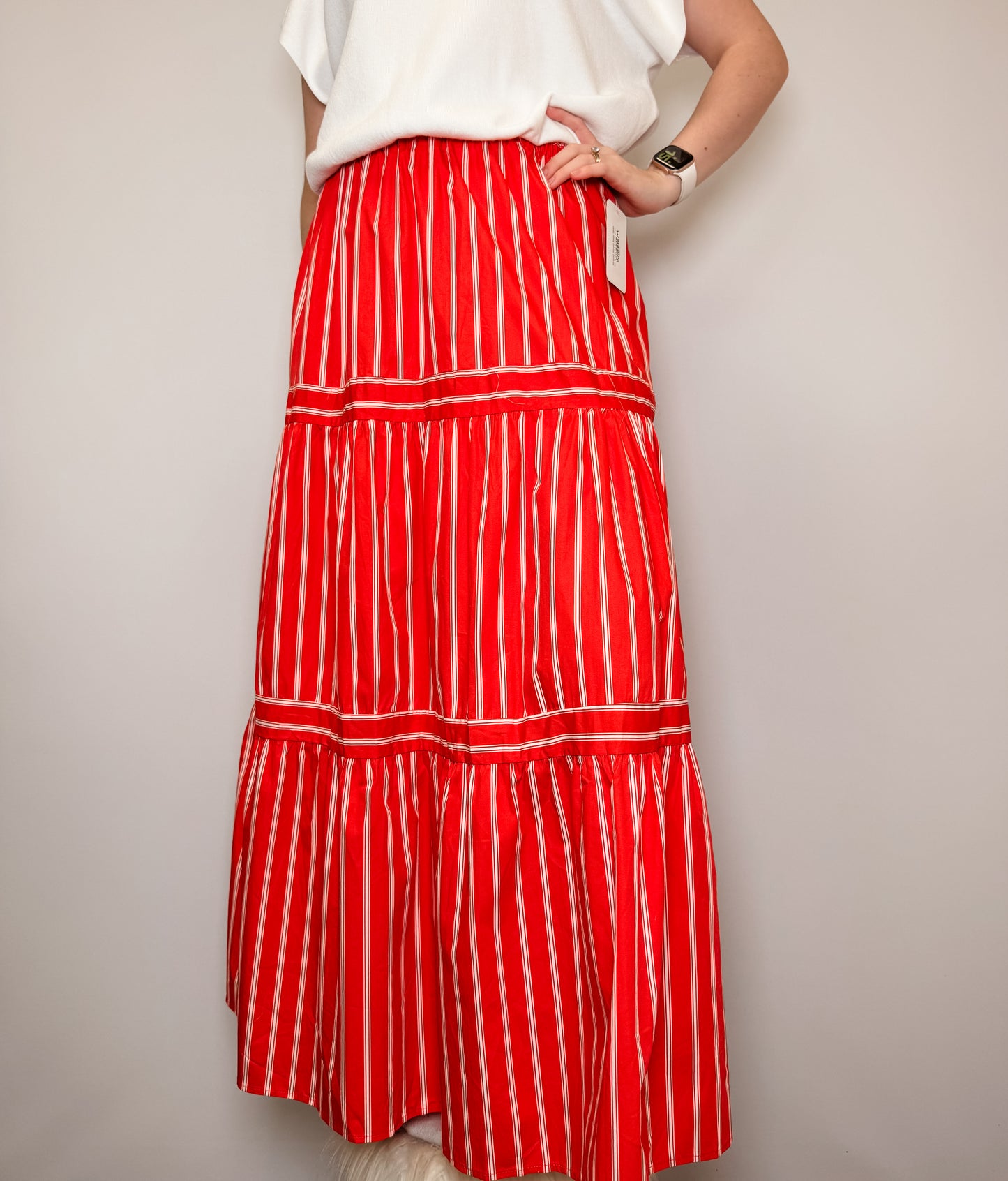Striped Woven Maxi Skirt