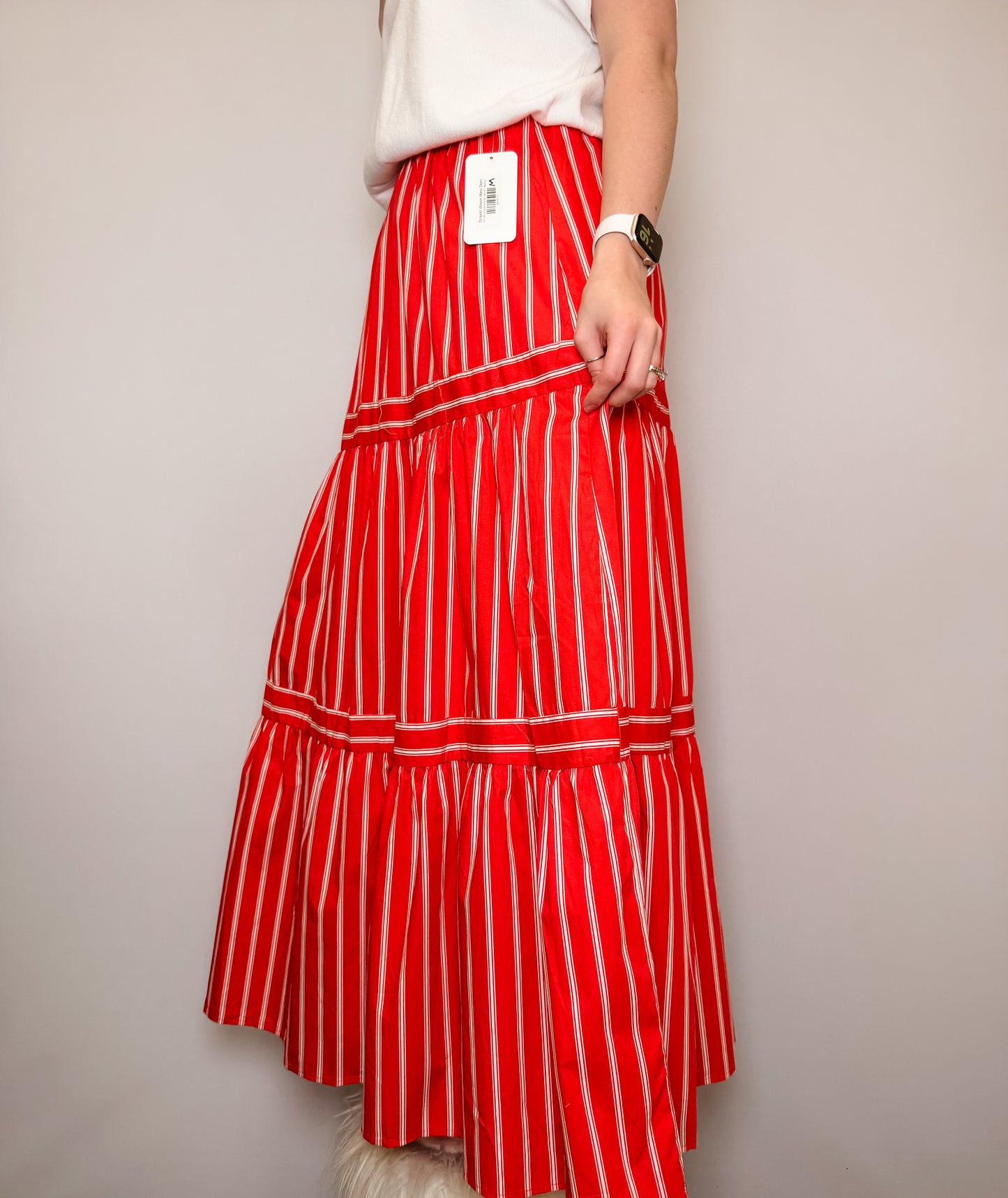 Striped Woven Maxi Skirt