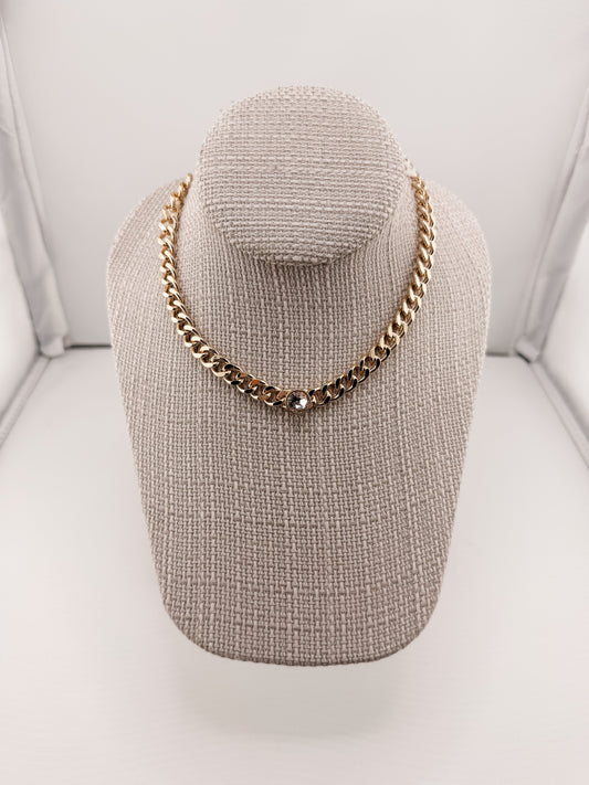 Curb Chain with Circle Crystal Necklace