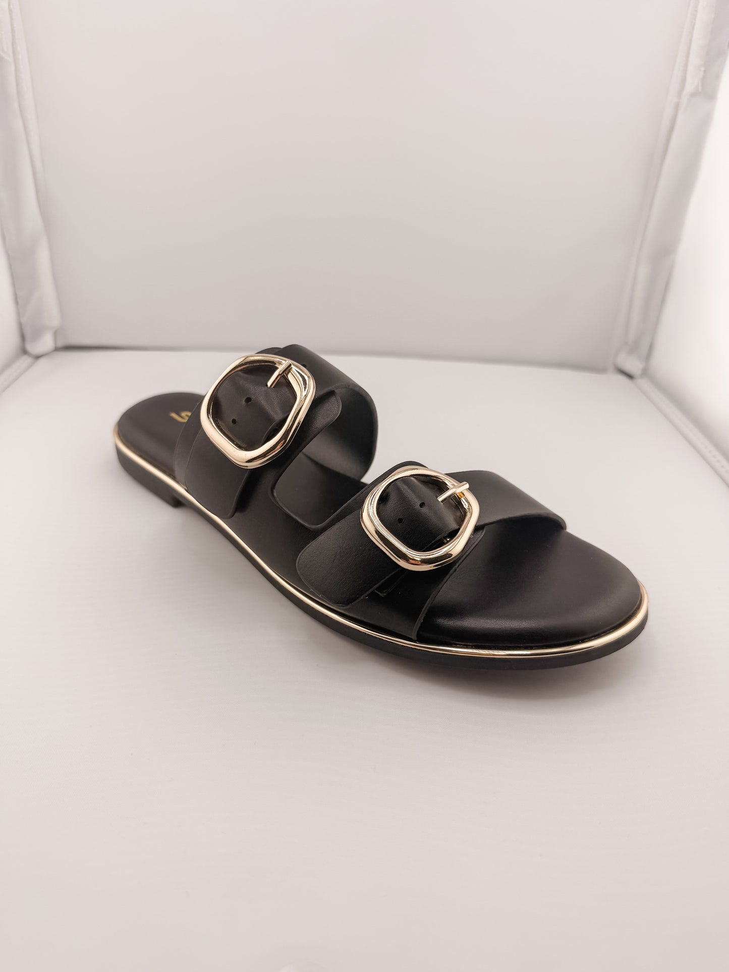 Arina Chic Double Buckle Slide Sandals