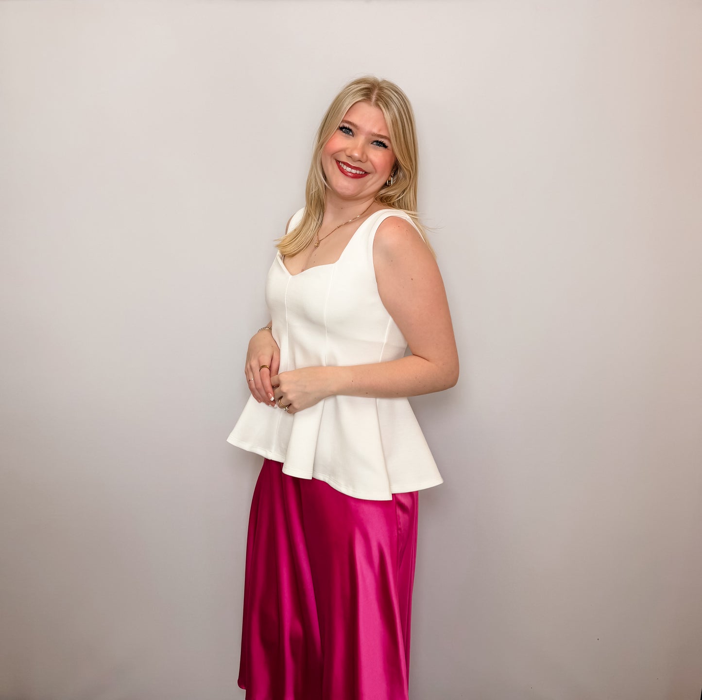 Scuba Knit Peplum Stretch Top