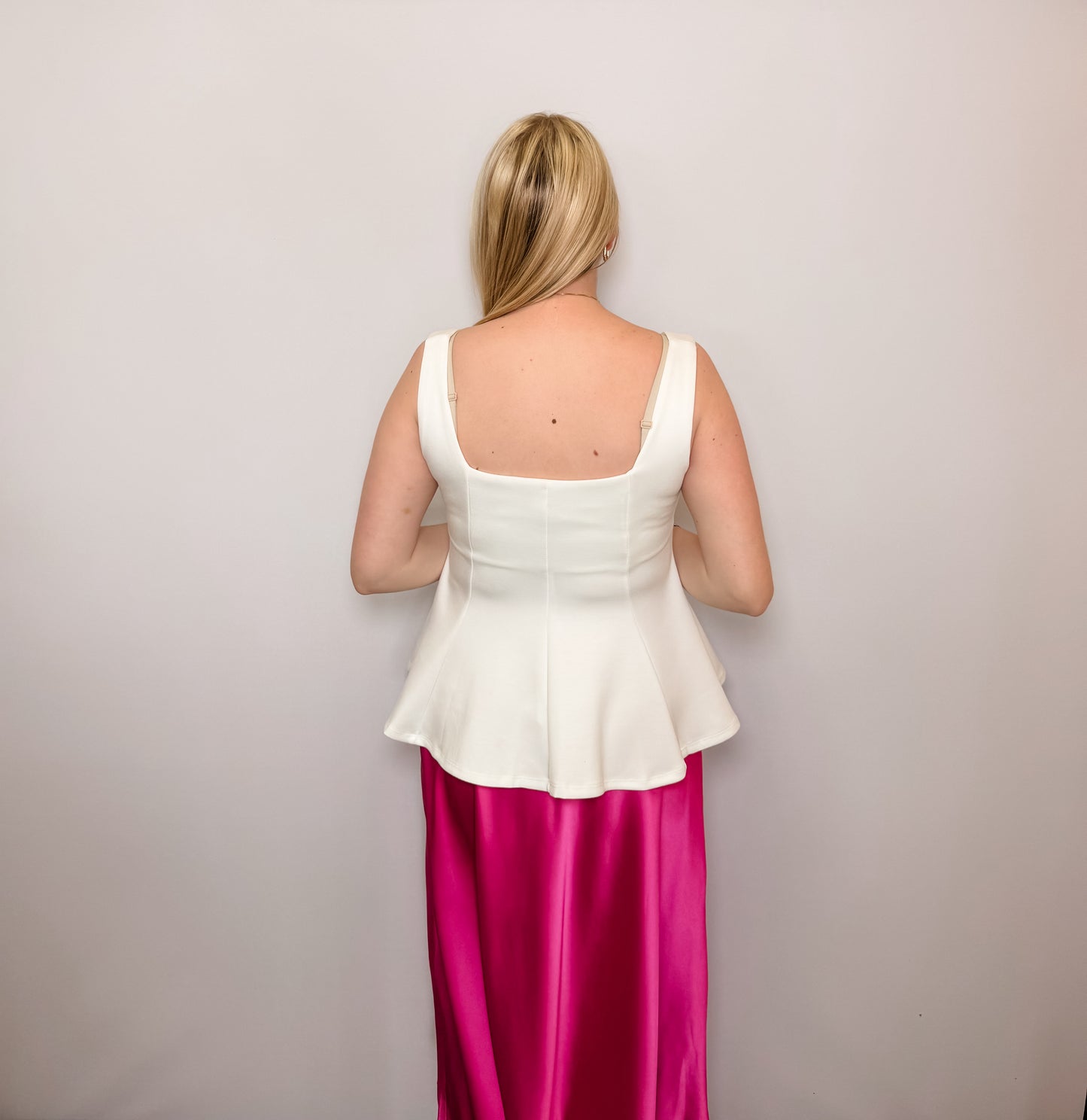 Scuba Knit Peplum Stretch Top