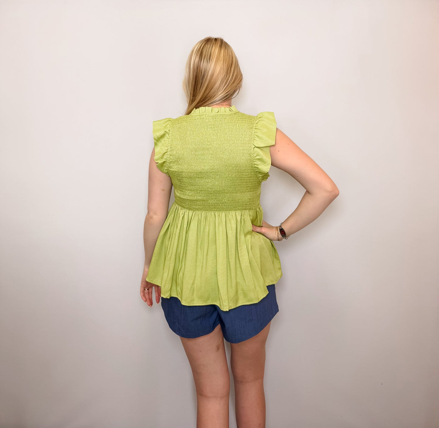 Flutter Sleeve Smocked Top