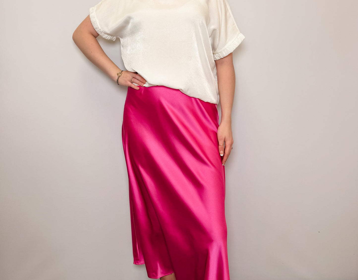 Satin Flare Midi Skirt
