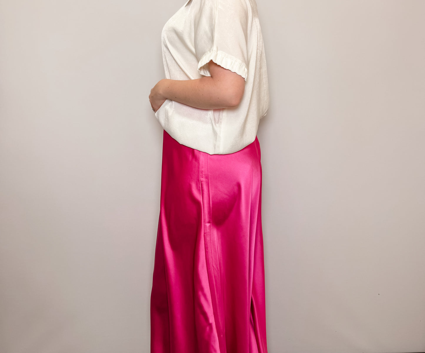 Satin Flare Midi Skirt