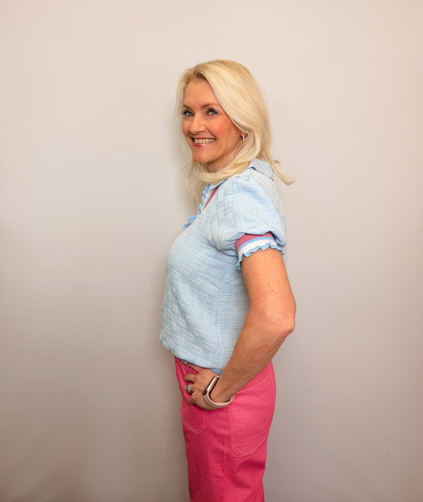 Textured V-Neck Top
