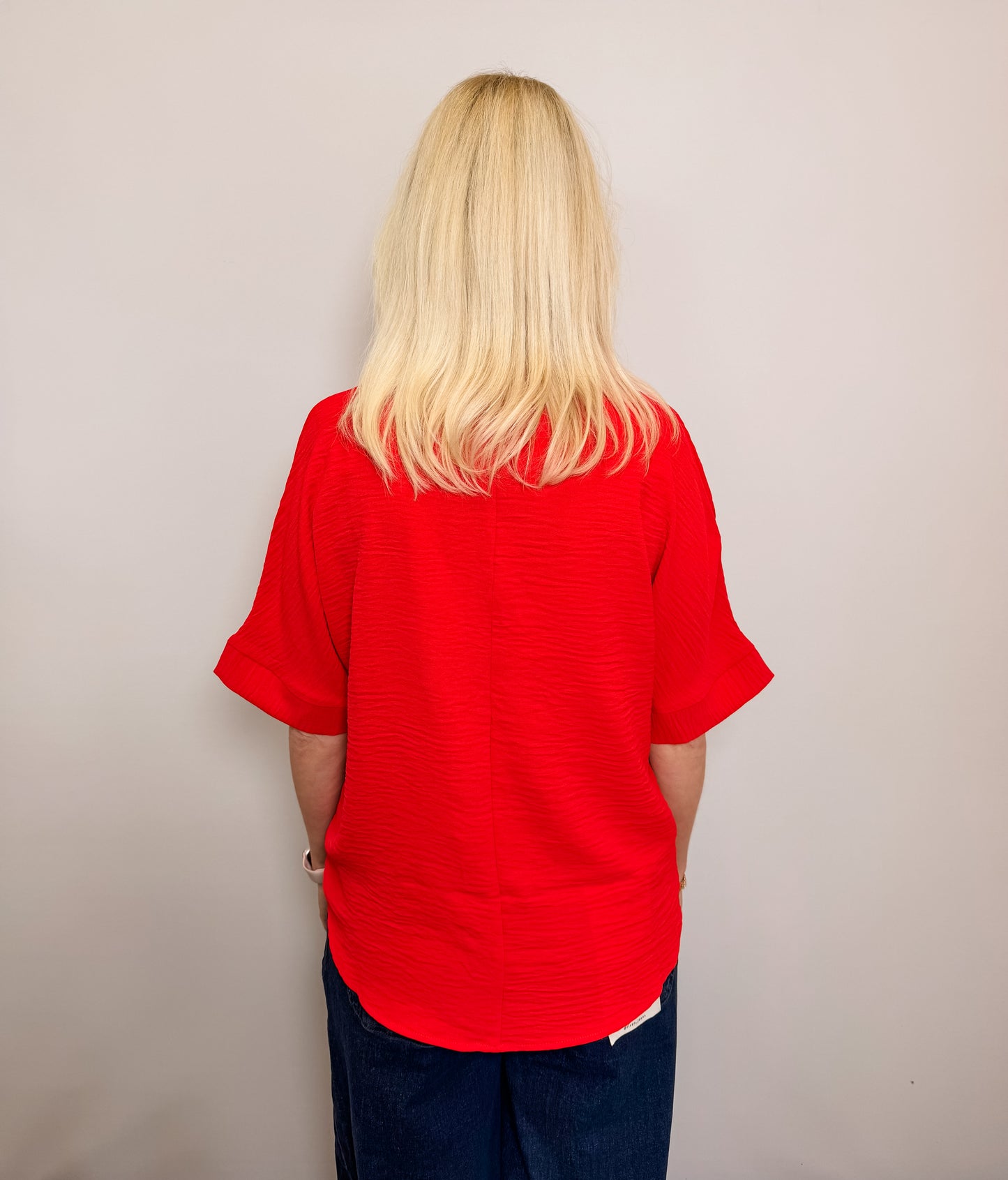 Woven Airflow Collared V-Neck Top