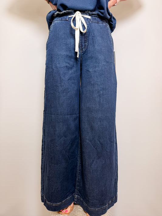 Risen - Slouchy Wide Leg Pants With String