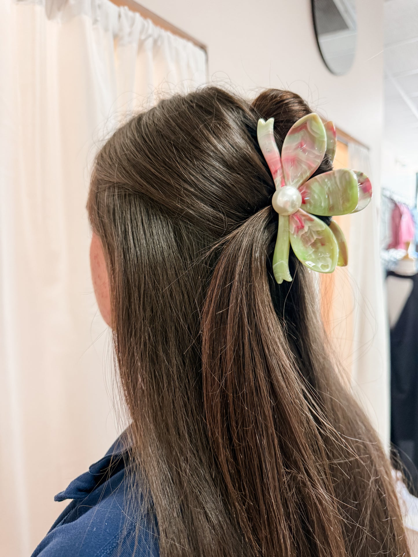 Pearl Half Flower Clip