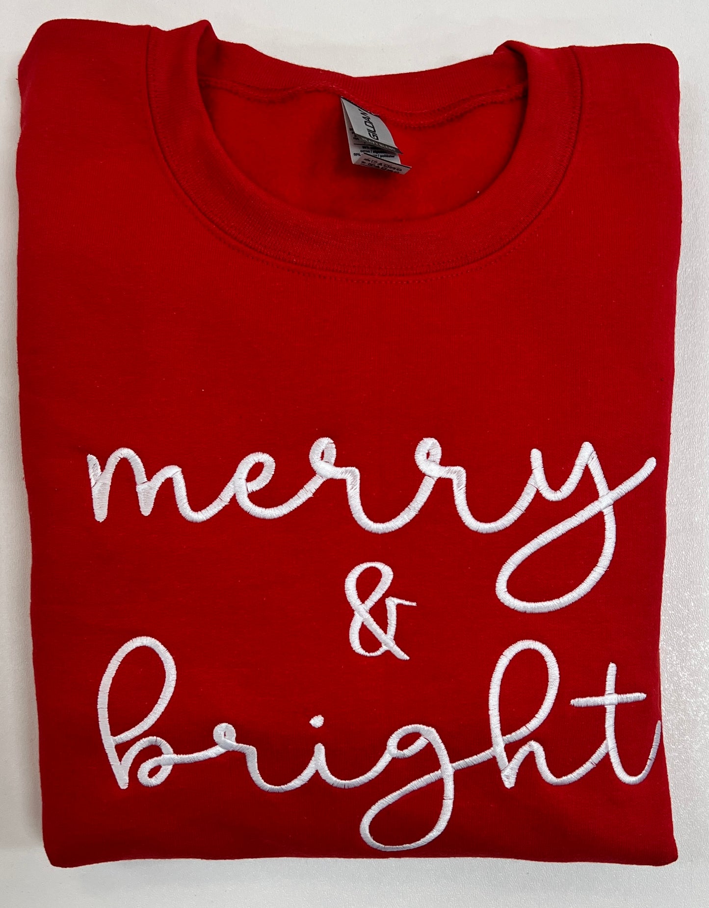 'Merry & Bright' Christmas Embroidered Sweatshirt