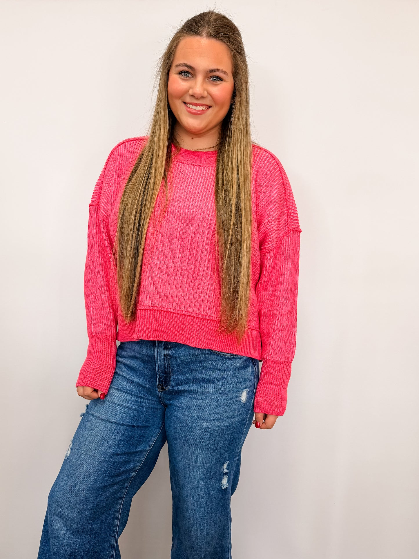 Exposed Seam Two Tone Sweater