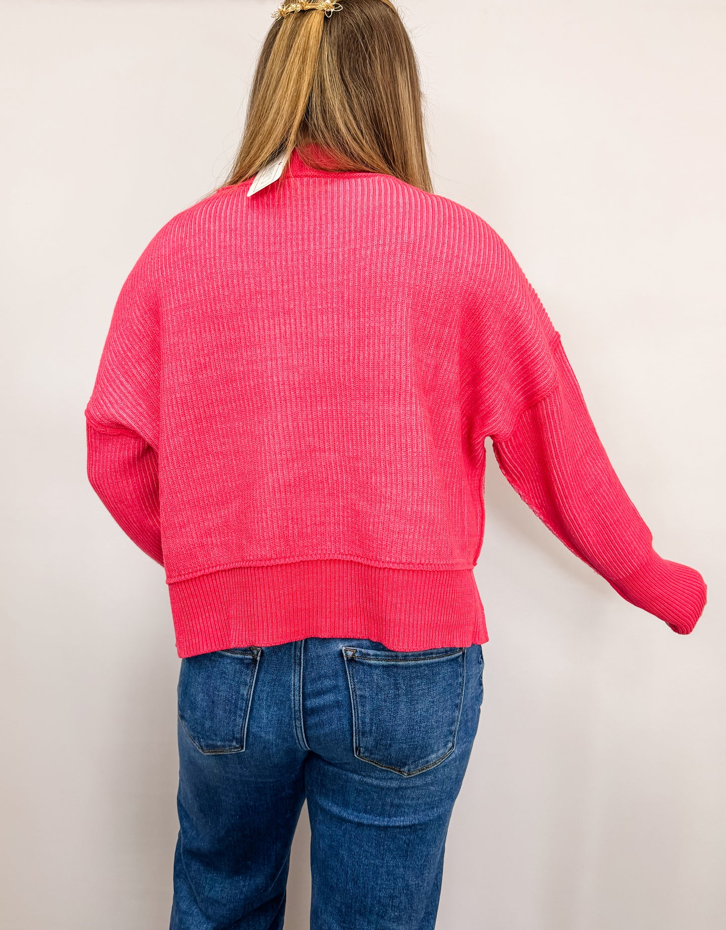 Exposed Seam Two Tone Sweater