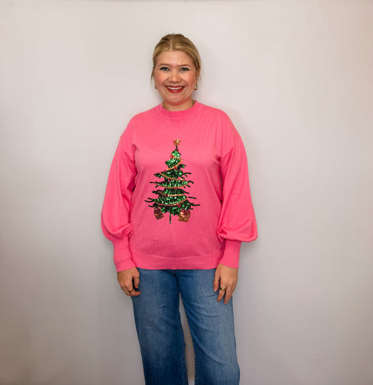 Vine & Love Tree Sequin Detail Sweater Top