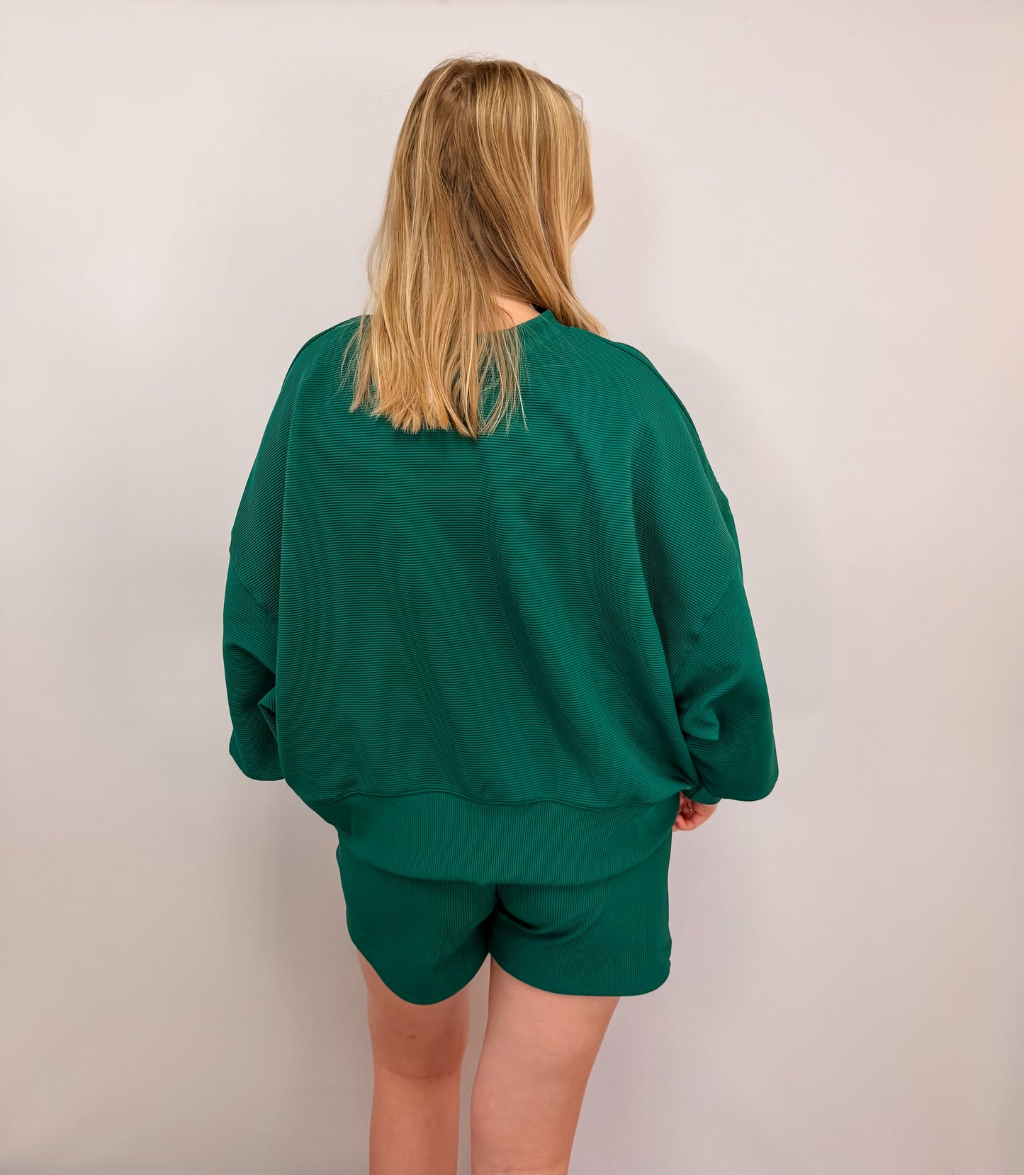 Ribbed Round Neck Pullover & Shorts Set