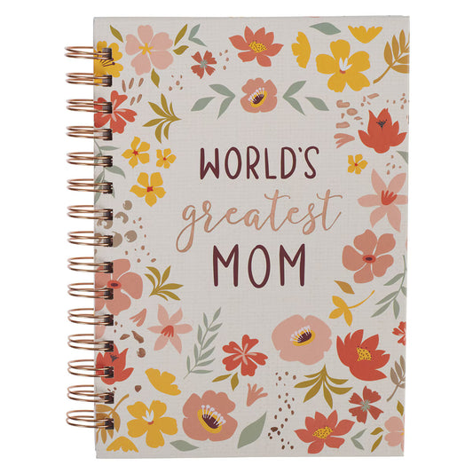 Christian Art Gifts - 'World's Greatest Mom' Whimsical Floral Spiral-Journal