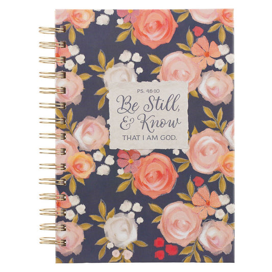 Christian Art Gifts - Be Still and Know Painted Peonies Spiral Journal - Psalm 46:10