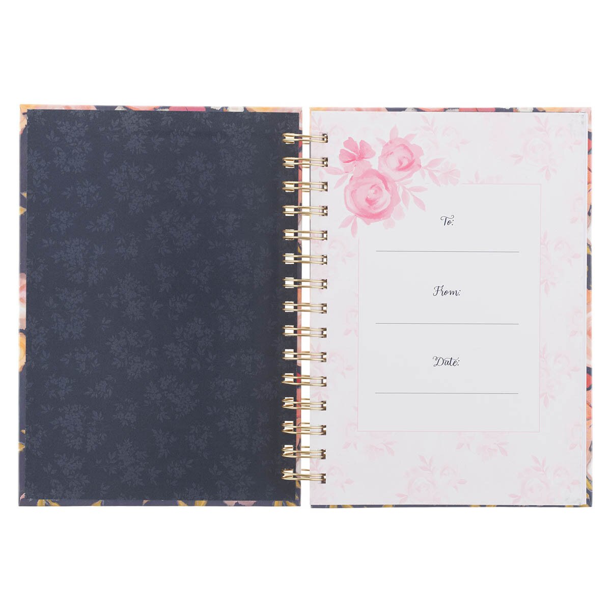 Christian Art Gifts - Be Still and Know Painted Peonies Spiral Journal - Psalm 46:10