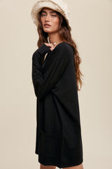 Two Pocket Oversized Light Weight Knit Sweater