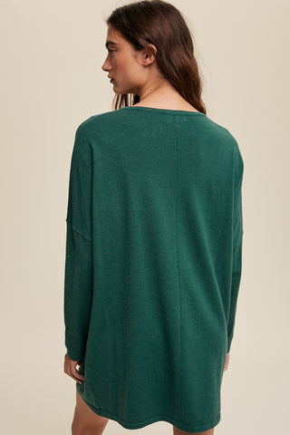 Two Pocket Oversized Light Weight Knit Sweater