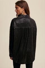 Oversized Sequin Button Down Shirt