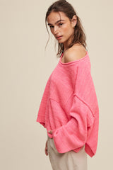 Light Weight wide Neck Crop Pullover Knit Sweater