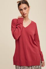 Deep V-neck Loose Fit Pullover Sweater