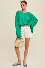 Light Weight wide Neck Crop Pullover Knit Sweater