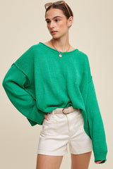 Light Weight wide Neck Crop Pullover Knit Sweater