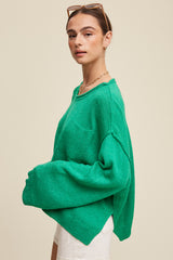 Light Weight wide Neck Crop Pullover Knit Sweater