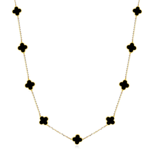 Onyx Clover Dangle Necklace