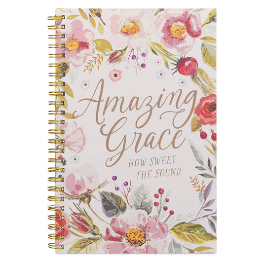 Christian Art Gifts - Amazing Grace Pink Floral Soft Cover Spiral Notebook