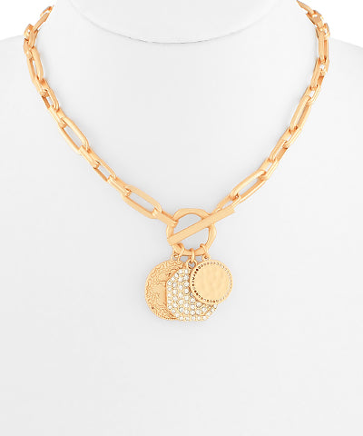 Coin Pendant Clip Chain Necklace